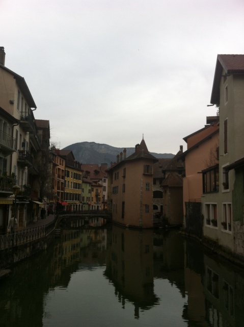 The town of Annecy.  Check out how clear the water is